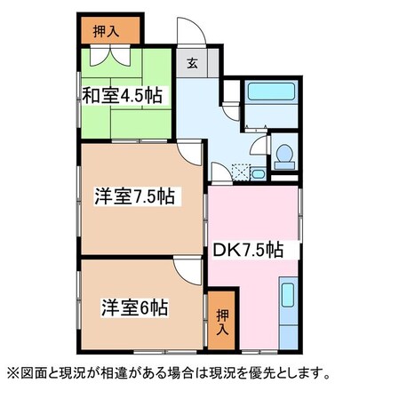 タウニィ樹里Ｄの物件間取画像